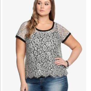 Torrid Black & White Lace Top